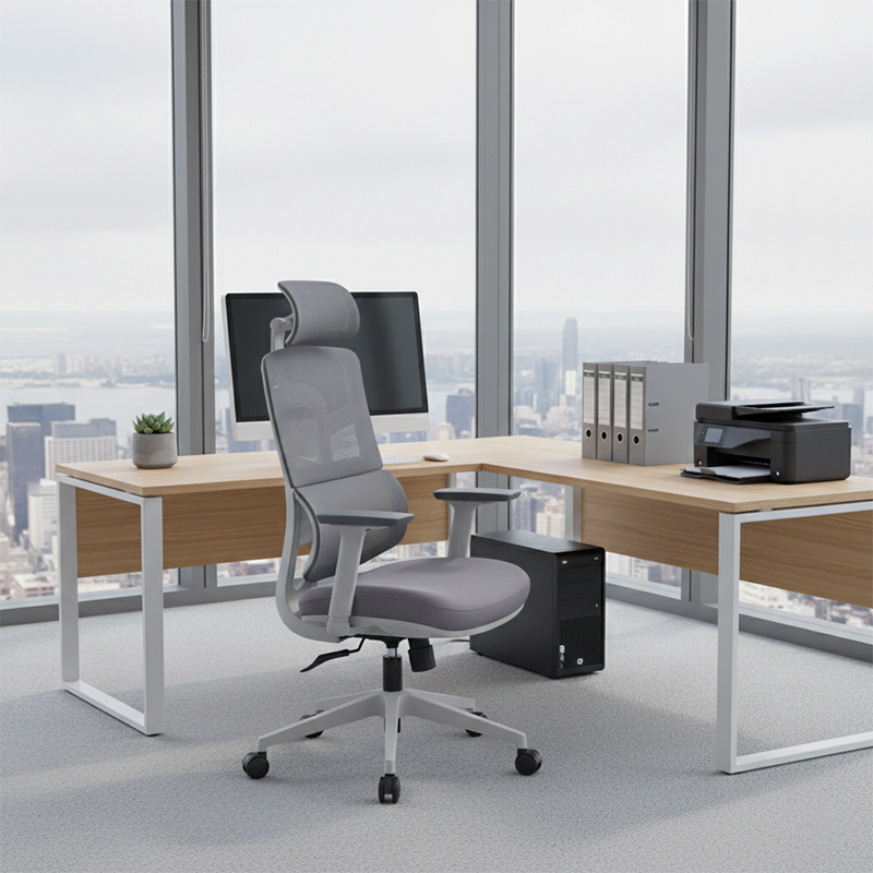 Grey Ergonomic Mesh Office Chair
