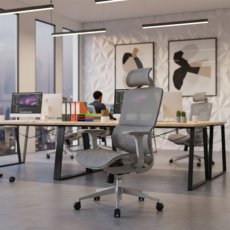 Grey High Back Mesh Executive Office Chair