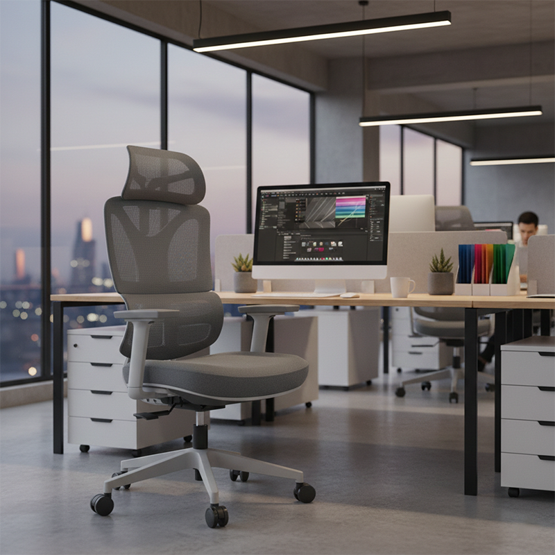 Grey Ergonomic Mesh Office Chair