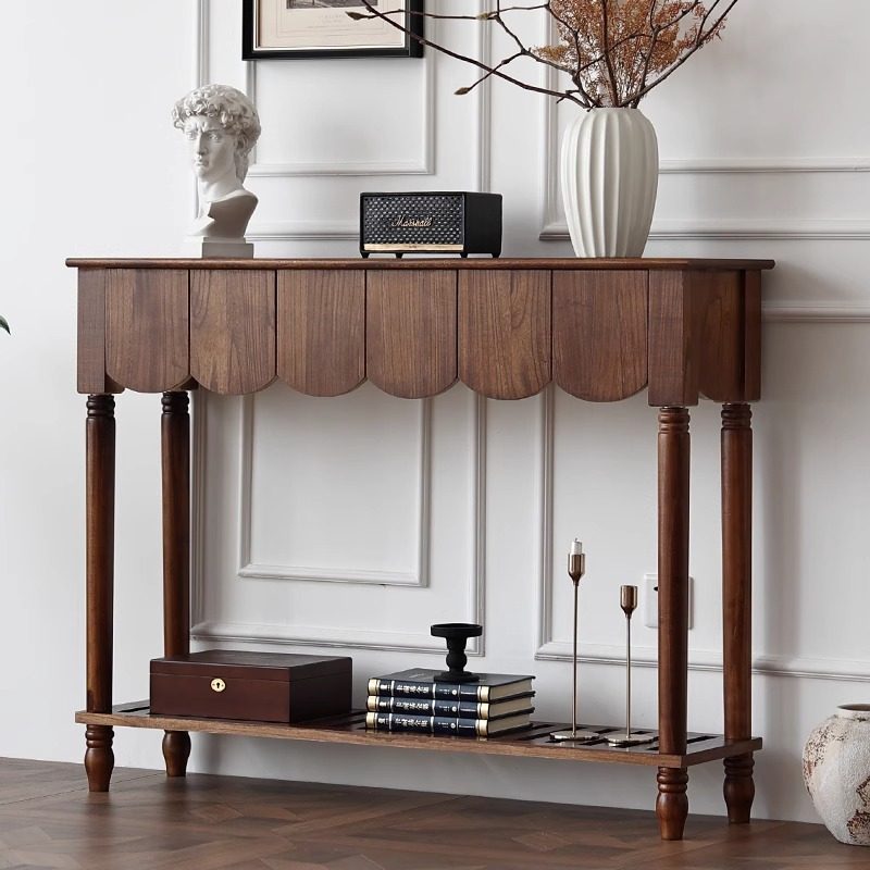 Mid-Century Wood Console Table