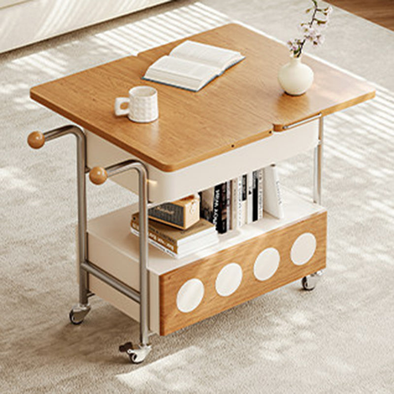 French Iron Movable End Table with Drawer