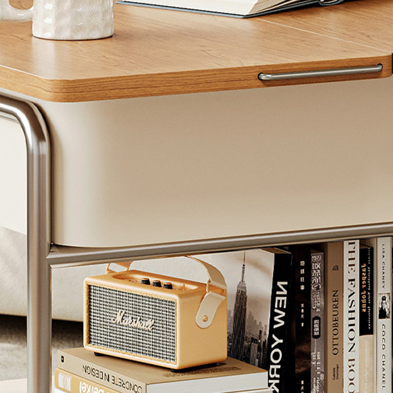 French Iron Movable End Table with Drawer