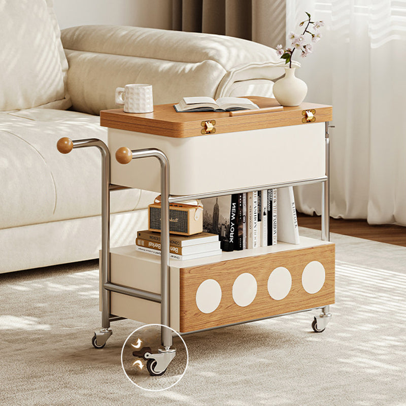 French Iron Movable End Table with Drawer