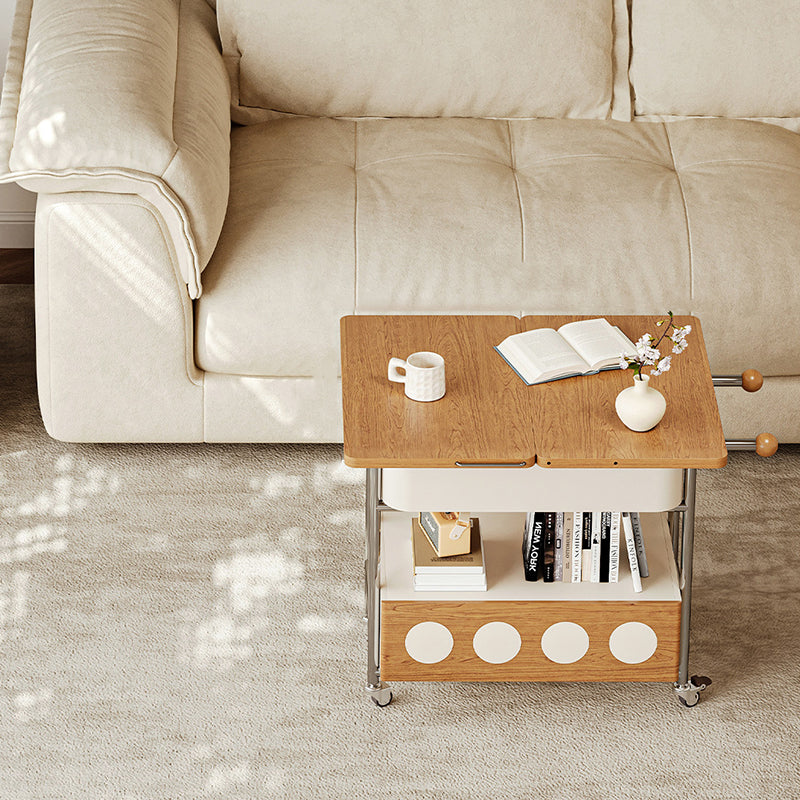 French Iron Movable End Table with Drawer