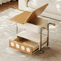 French Iron Movable End Table with Drawer