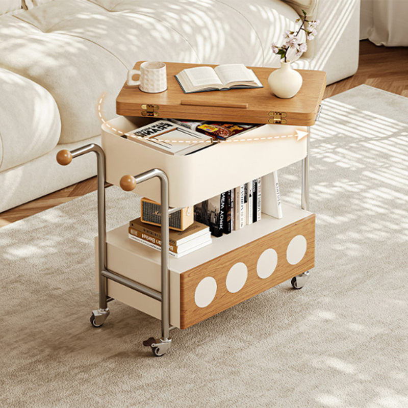 French Iron Movable End Table with Drawer