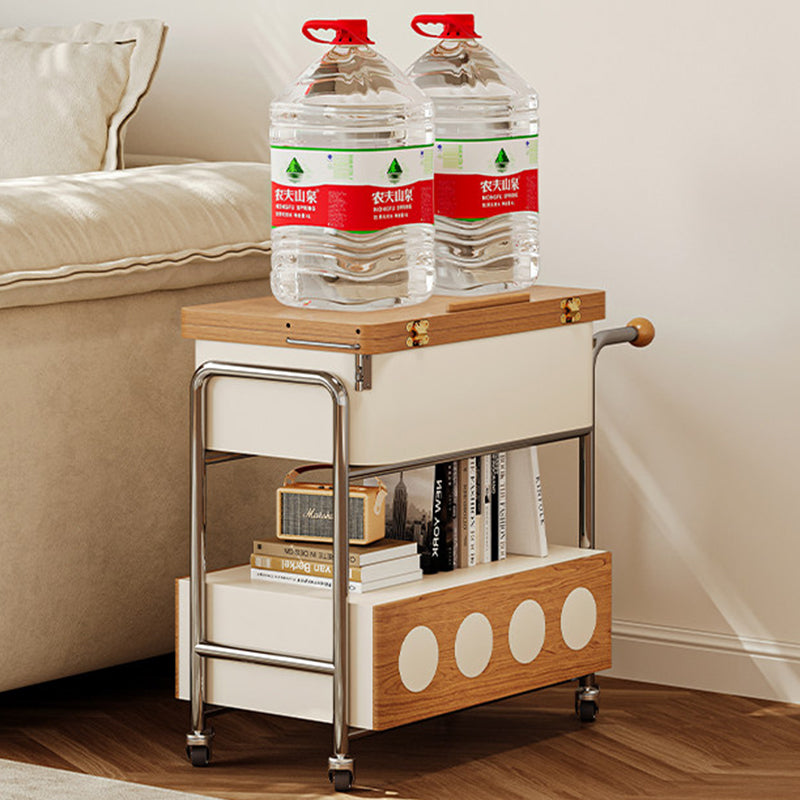 French Iron Movable End Table with Drawer