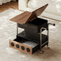 French Iron Movable End Table with Drawer