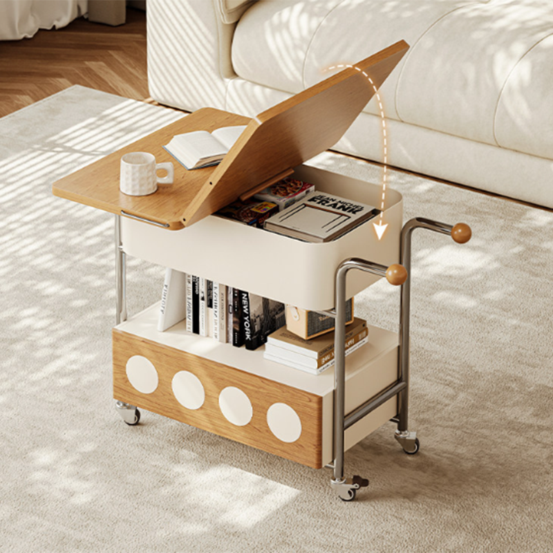 French Iron Movable End Table with Drawer