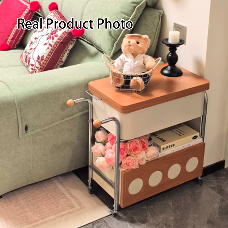French Iron Movable End Table with Drawer