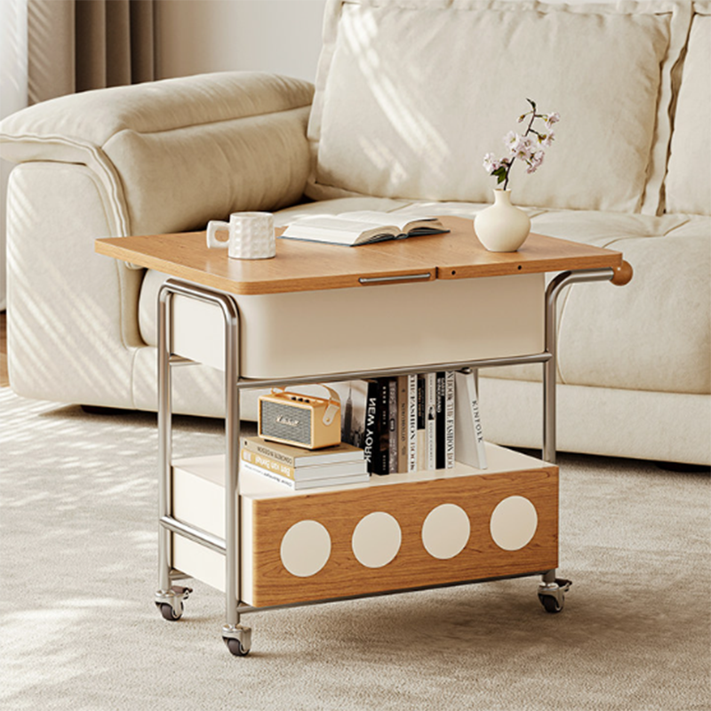 French Iron Movable End Table with Drawer