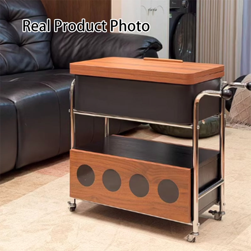 French Iron Movable End Table with Drawer