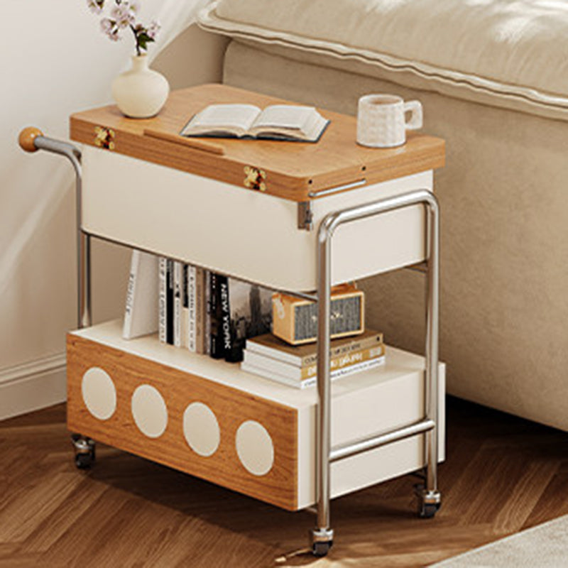 French Iron Movable End Table with Drawer