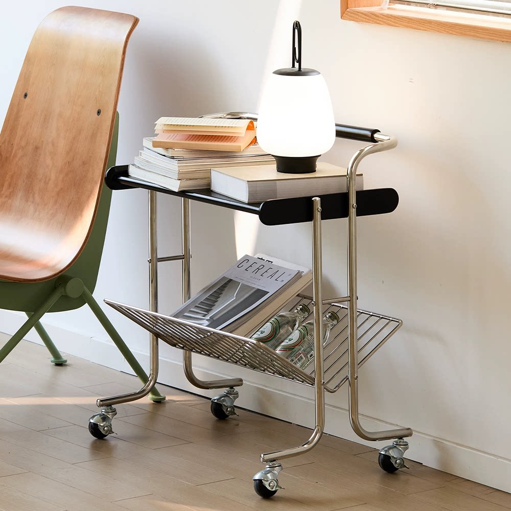 Industrial Rubberwood Movable Side Table