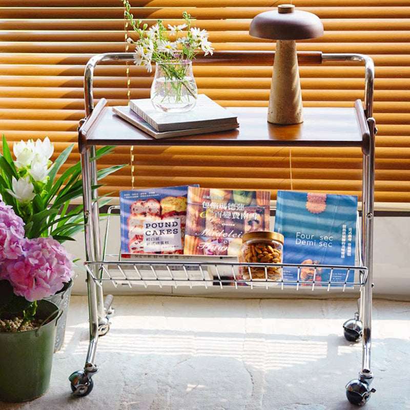 Industrial Rubberwood Movable Side Table