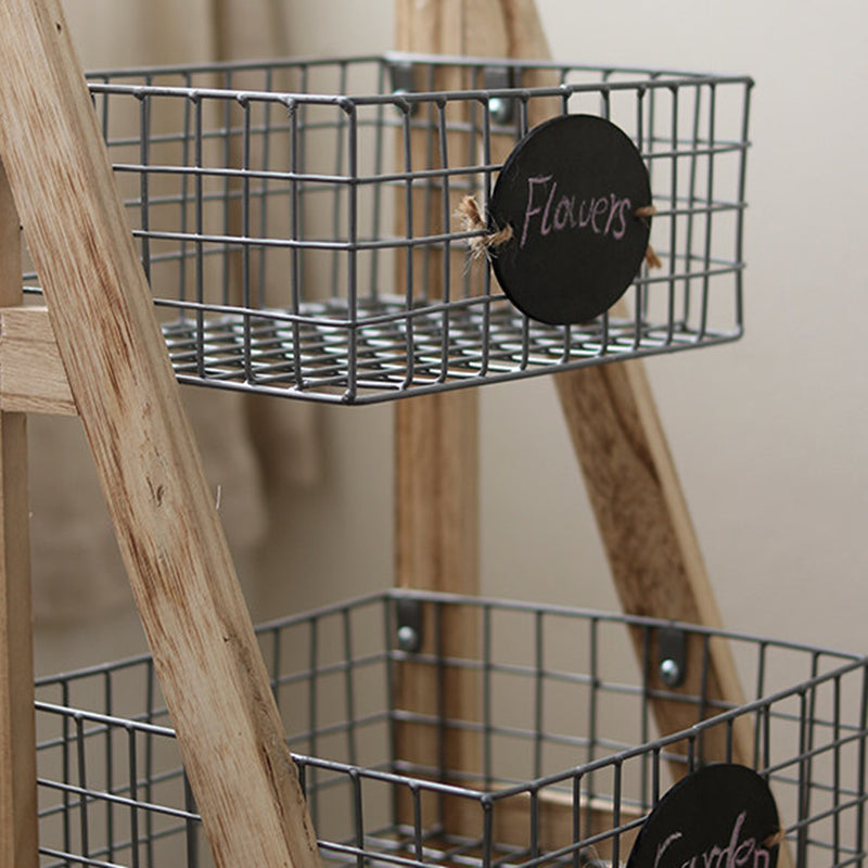 Iron Fir Wood Triangular Storage Shelf