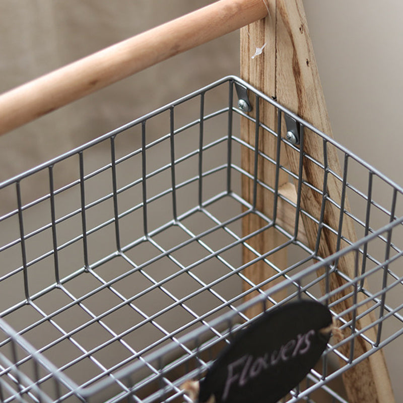 Iron Fir Wood Triangular Storage Shelf
