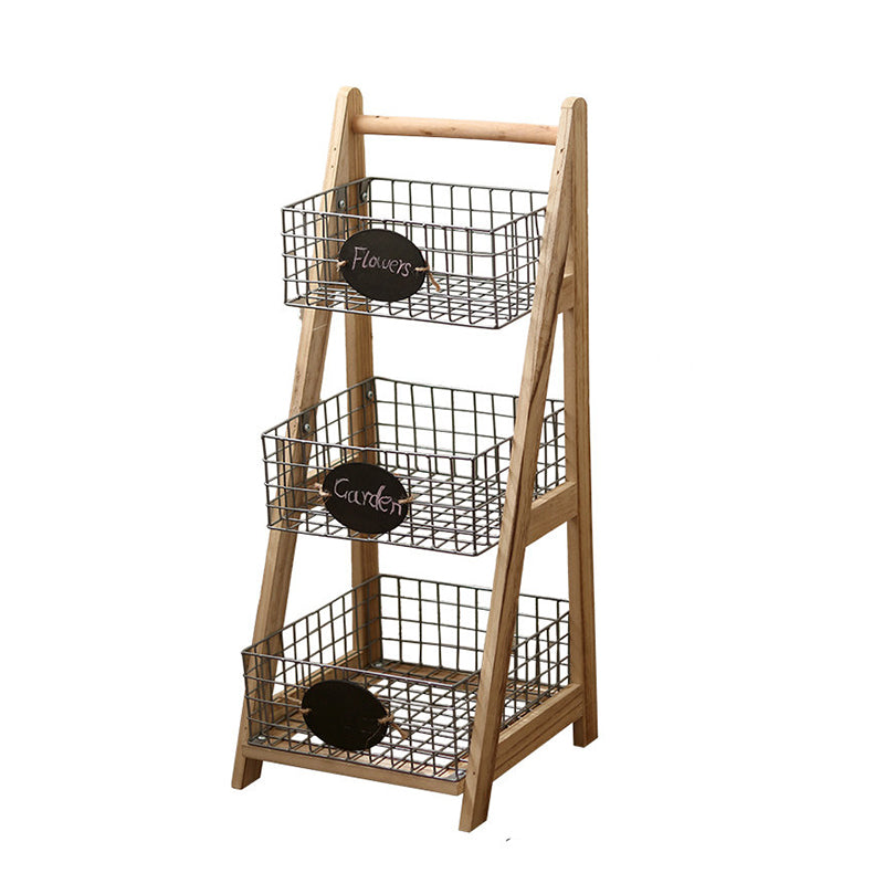 Iron Fir Wood Triangular Storage Shelf
