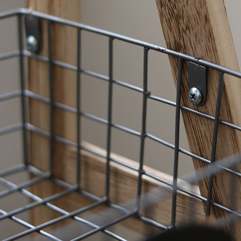 Iron Fir Wood Triangular Storage Shelf