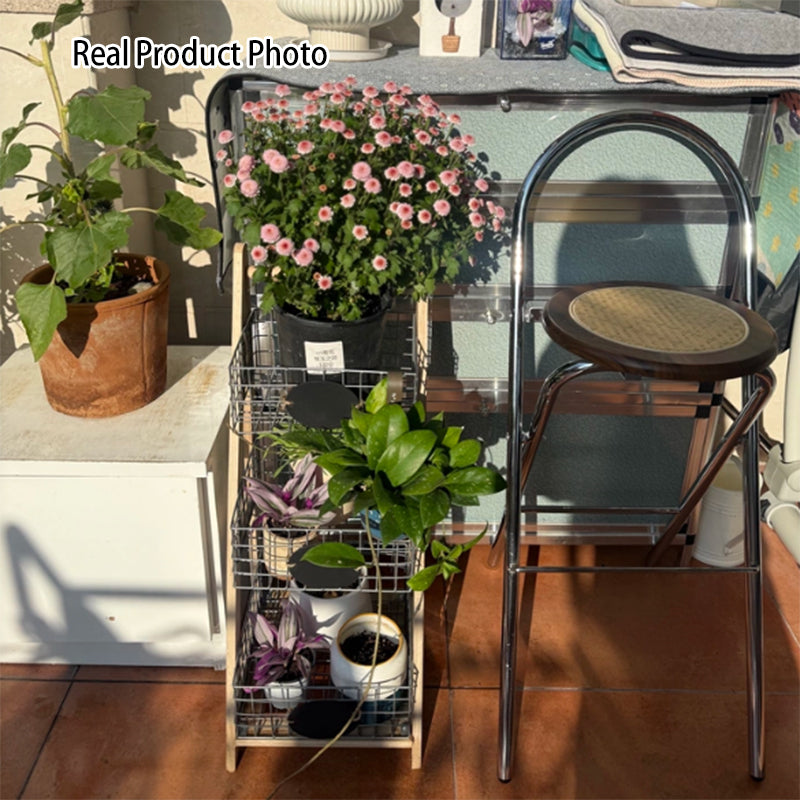 Iron Fir Wood Triangular Storage Shelf
