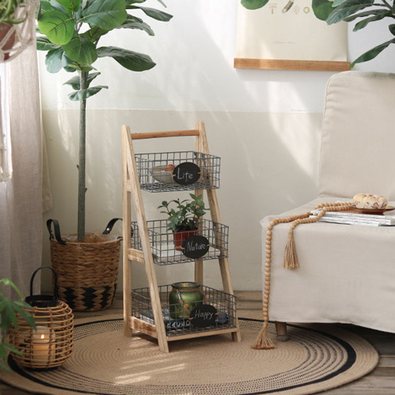 Iron Fir Wood Triangular Storage Shelf