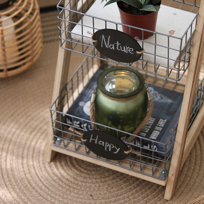 Iron Fir Wood Triangular Storage Shelf