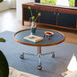 Round Movable Cherry Wood Coffee Table