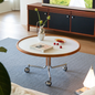 Round Movable Cherry Wood Coffee Table