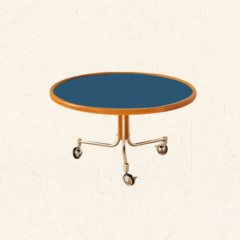 Round Movable Cherry Wood Coffee Table