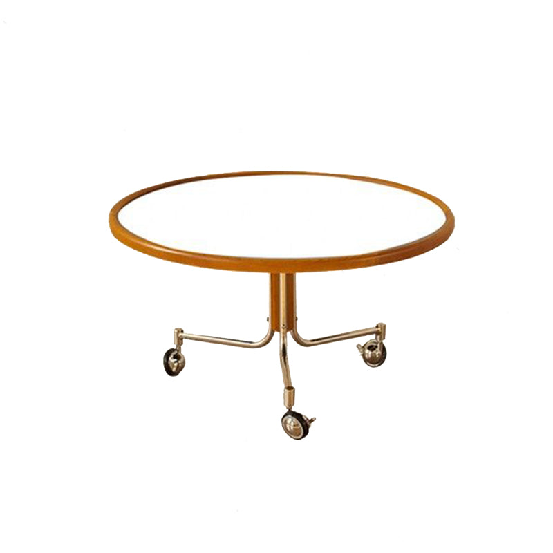 Round Movable Cherry Wood Coffee Table