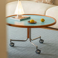 Round Movable Cherry Wood Coffee Table