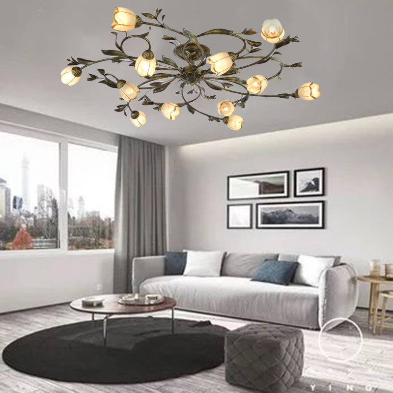 French Flower Semi-Flush Ceiling Light