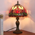 Tiffany Rustic Tulip Stained Glass Round 1-Light Table Lamp