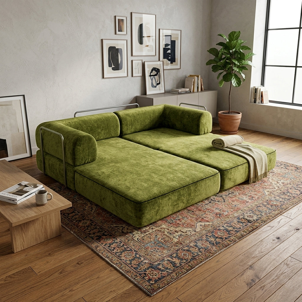 Convertible Chenille Sofa Bed
