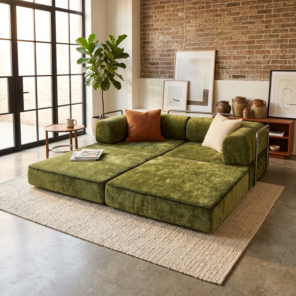 Convertible Chenille Sofa Bed