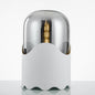 Contemporary Nordic Faux Leather Cylindrical Glass Shade 1-Light Table Lamp For Bedroom