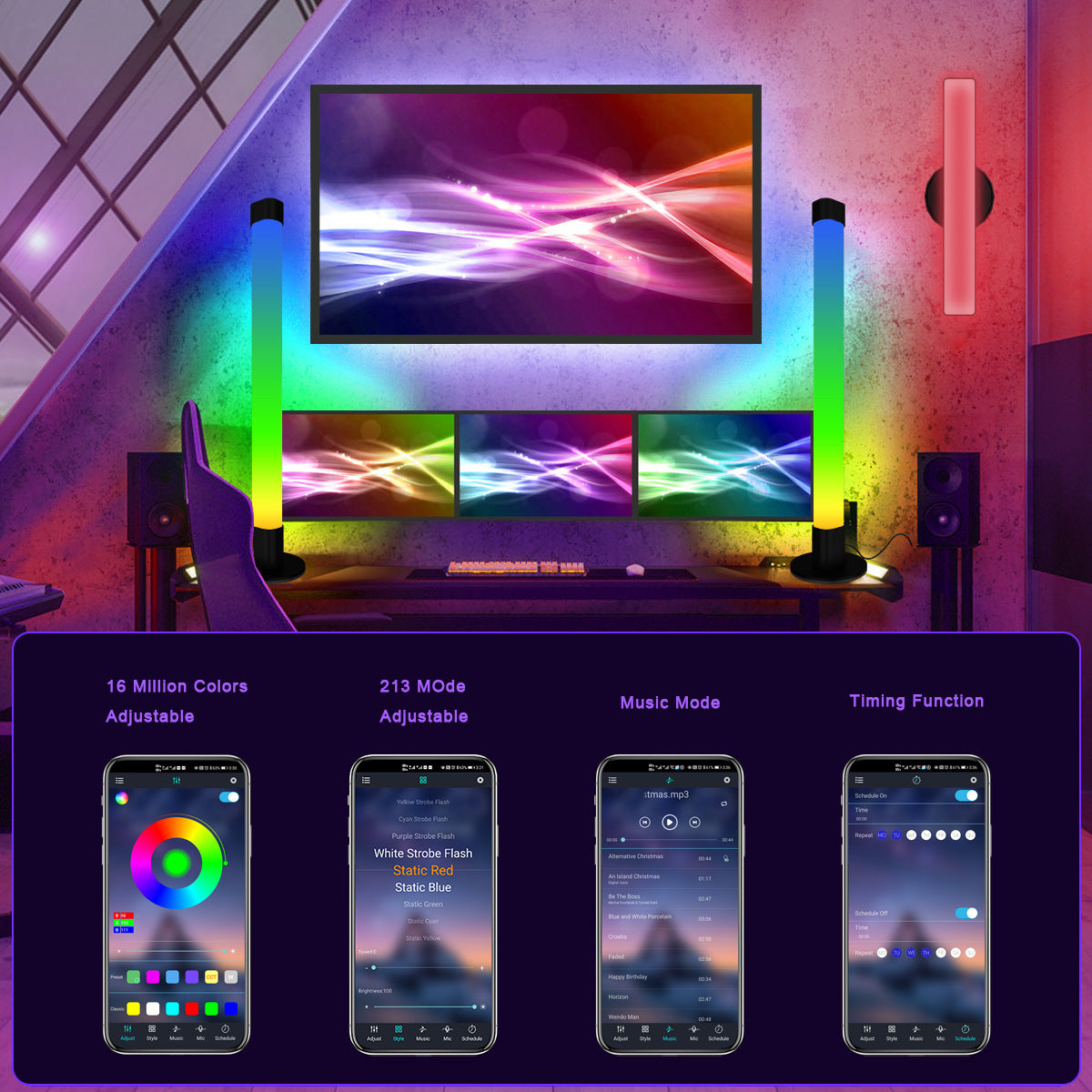 Creative Gaming Desktop Bluetooth APP Remote Control LED Desktop Ambient Table Lamp