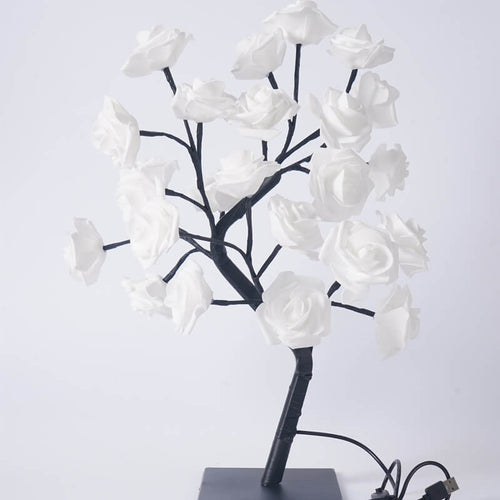 24 Light Simulation Rose Tree PVC LED Warm White USB Decoration Table Lamp