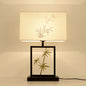 Traditional Chinese Wrought Iron Fabric Cylinder 1-Light Table Lamp For Bedroom