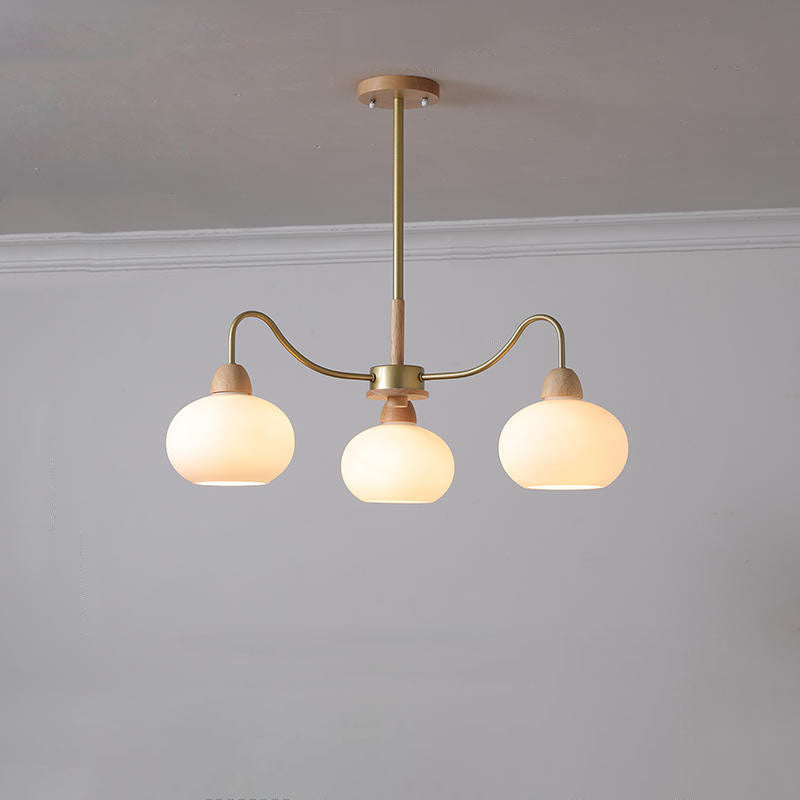 Nordic Glass & Wood Chandelier