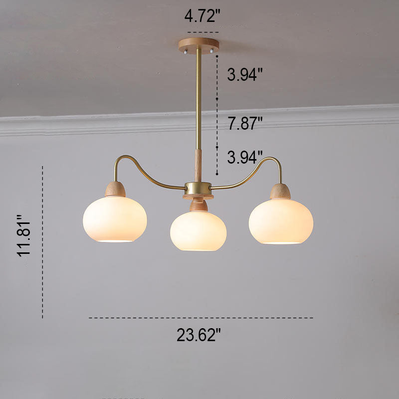 Nordic Glass & Wood Chandelier