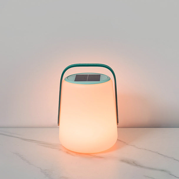Modern Minimalist Solar Waterproof Leather PE Cylinder Striped Lantern Portable LED Landscape Lighting Outdoor Light For Outdoor Patio