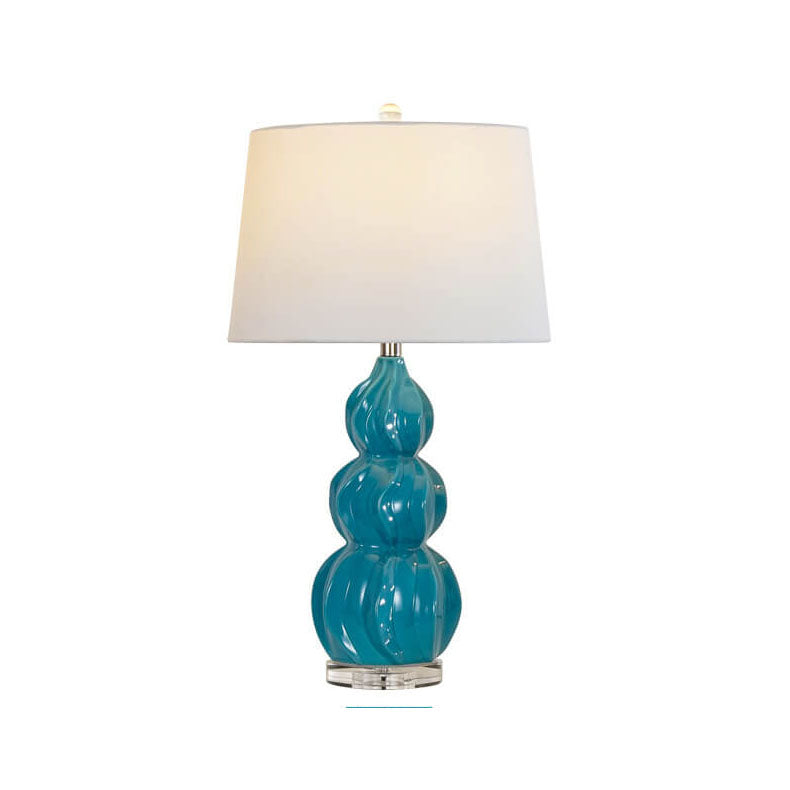 Contemporary Creative Striped Gourd Ceramic Fabric 1-Light Table Lamp for Bedroom
