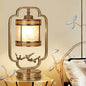 Chinese Glass Full Copper Carved 1-Light Table Lamp