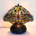 Tiffany Vintage Dragonfly Stained Glass Copper Base 2-Light Table Lamp