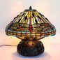Tiffany Vintage Dragonfly Stained Glass Copper Base 2-Light Table Lamp