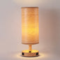 Modern Wood Grain Fabric Shade 1-Light Table Lamp