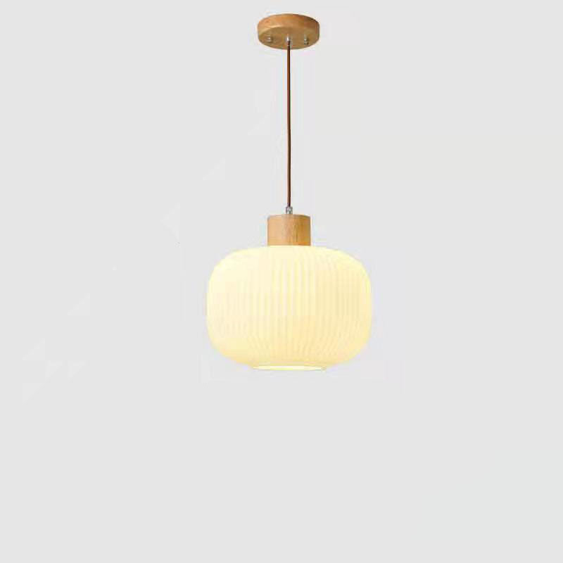 Japanese Wood & Glass Jar Chandelier
