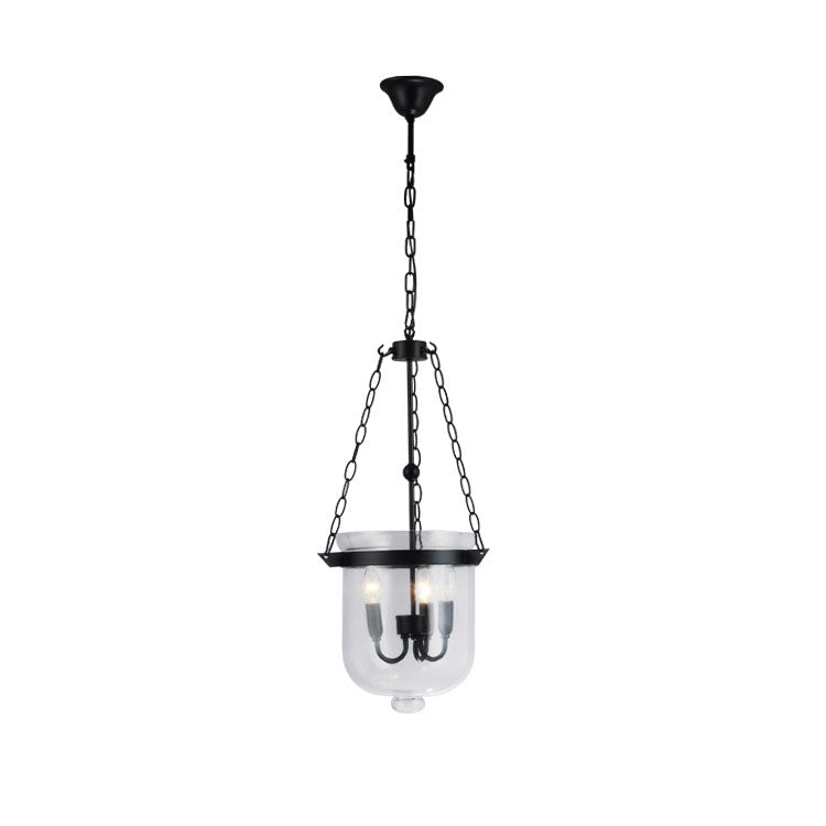 Rustic Glass & Iron 3-Light Chandelier