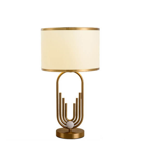 European Fabric Metal Ring Base 1-Light Table Lamp